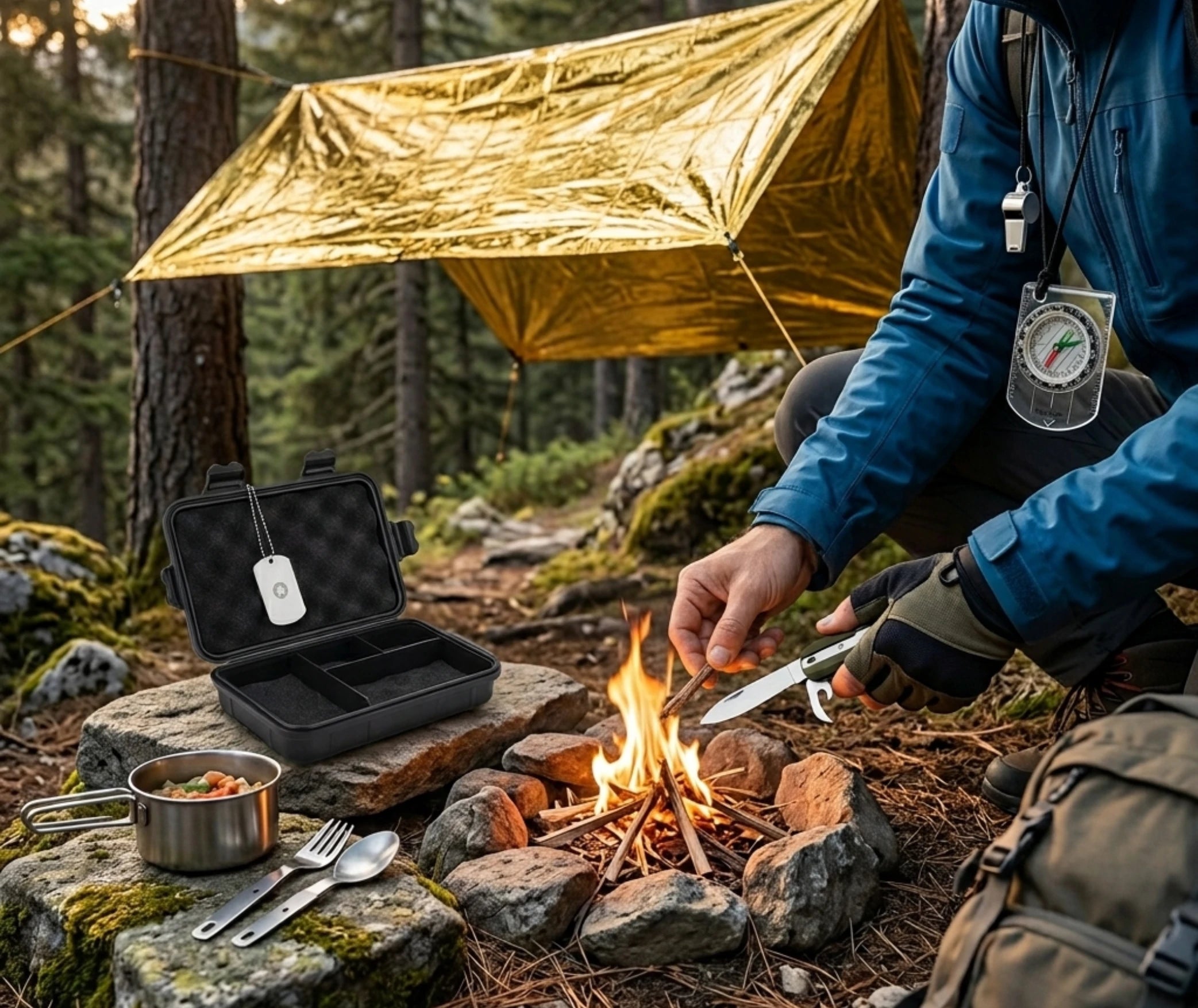 Kit de survie complet en situation outdoor