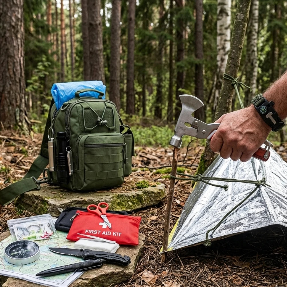 kit de survie 14 en 1 packaging produit détaillé