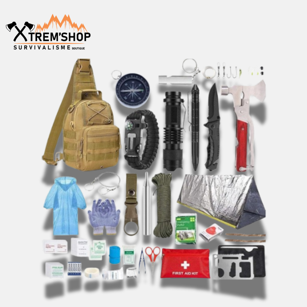 Kit de survie 14 en 1 coloris khaki