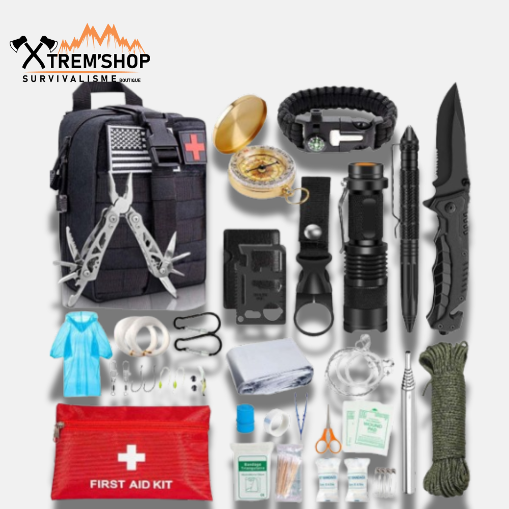Kit de survie camping complet avec accessoires