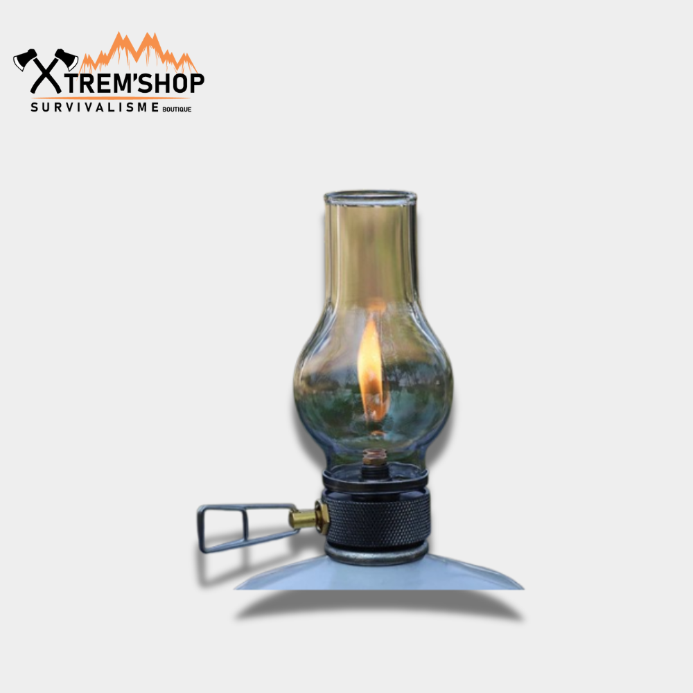 lampe à gaz portable de camping vue de face