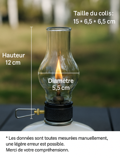 lampe à gaz portable de camping dimensions