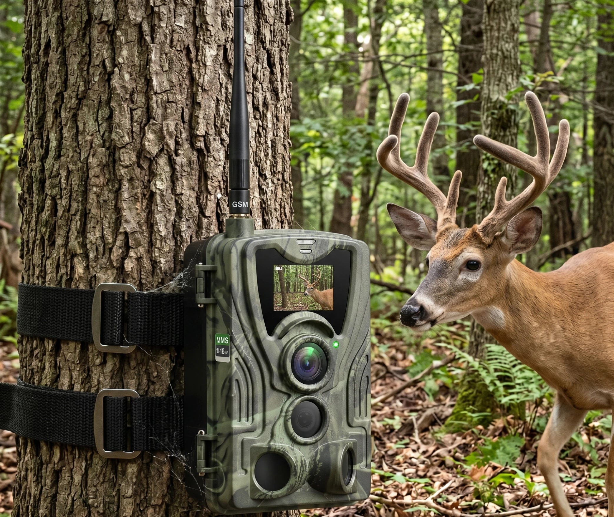piège photographique tr-81k gsm fixé à un arbre