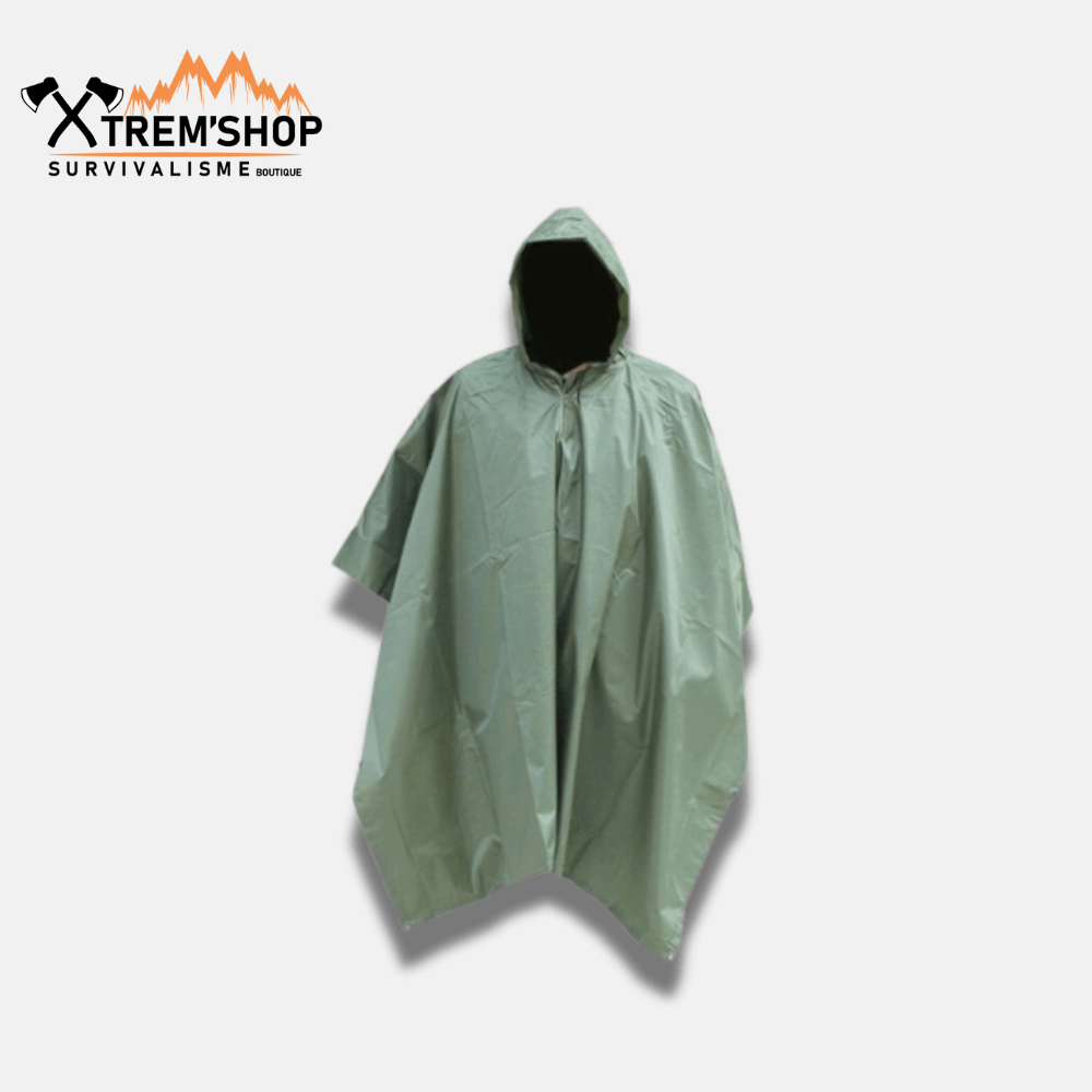 poncho imperméable camouflage de survie vue de dos