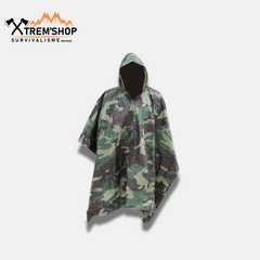 poncho imperméable camouflage de survie vue de face