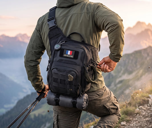 sac à dos de survie ultra léger porté sur le dos