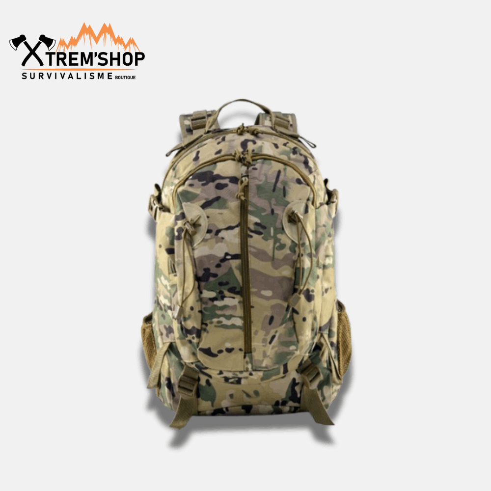 sac à dos camouflage militaire vue de face