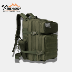 Sac à dos de survie 50L vert militaire vue arrière