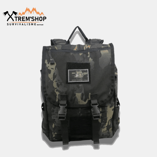 sac à dos de survivalisme militaire vue de trois quarts