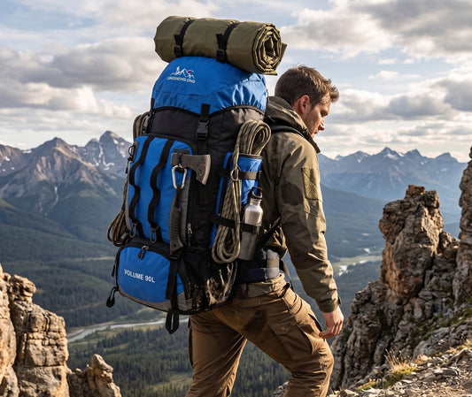 Sac à dos de randonnée 90L imperméable porté en trek