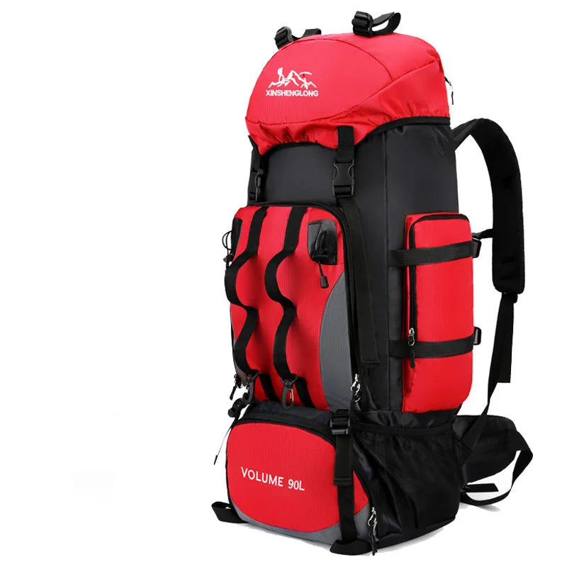 Sac à dos de randonnée 90L imperméable coloris rouge