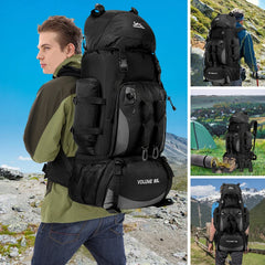 Sac à dos de randonnée 90L imperméable compartiments ouverts