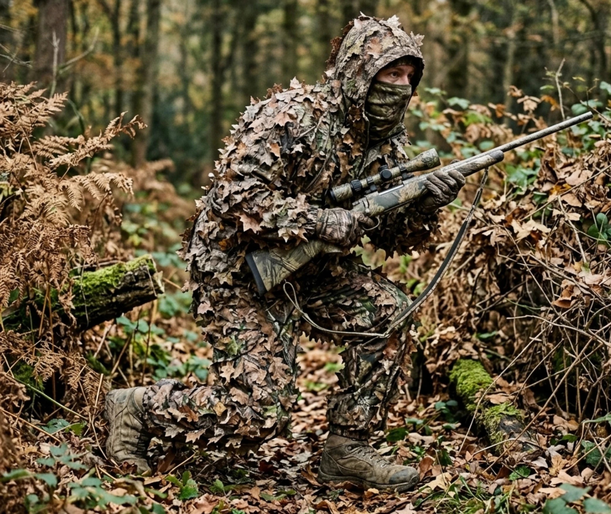tenue de camouflage de survie portée en situation