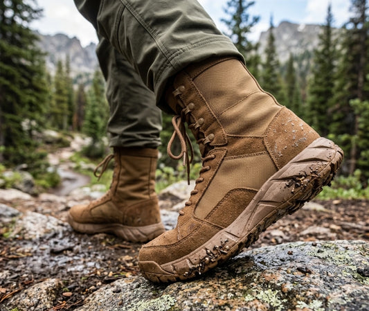 chaussure de randonnée marron suédine vue de trois quarts