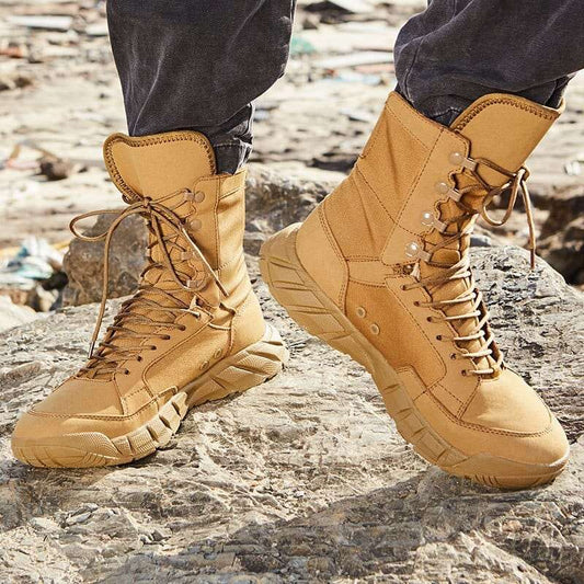 chaussure de randonnée montante marron en situation