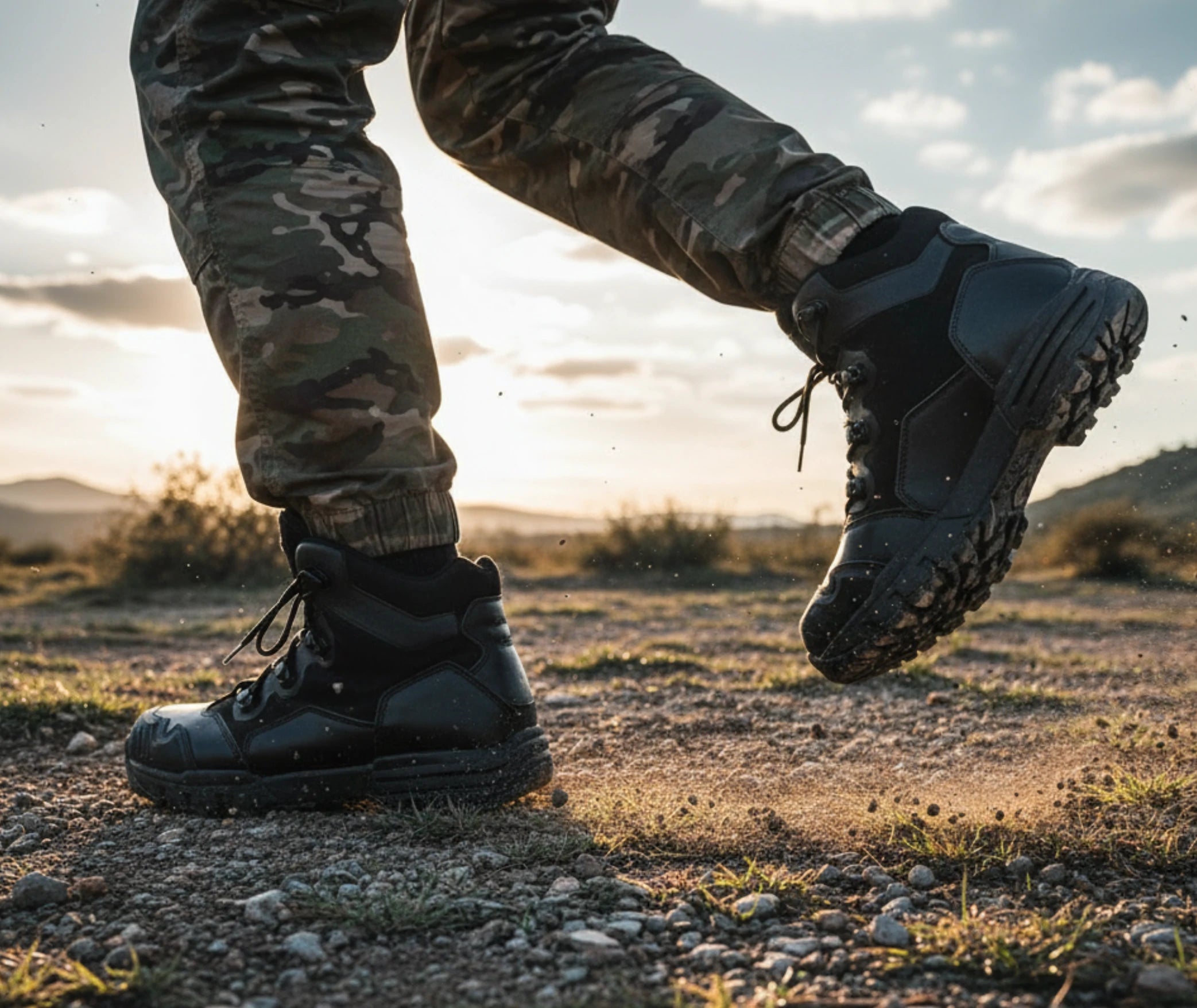 chaussure militaire homme en situation