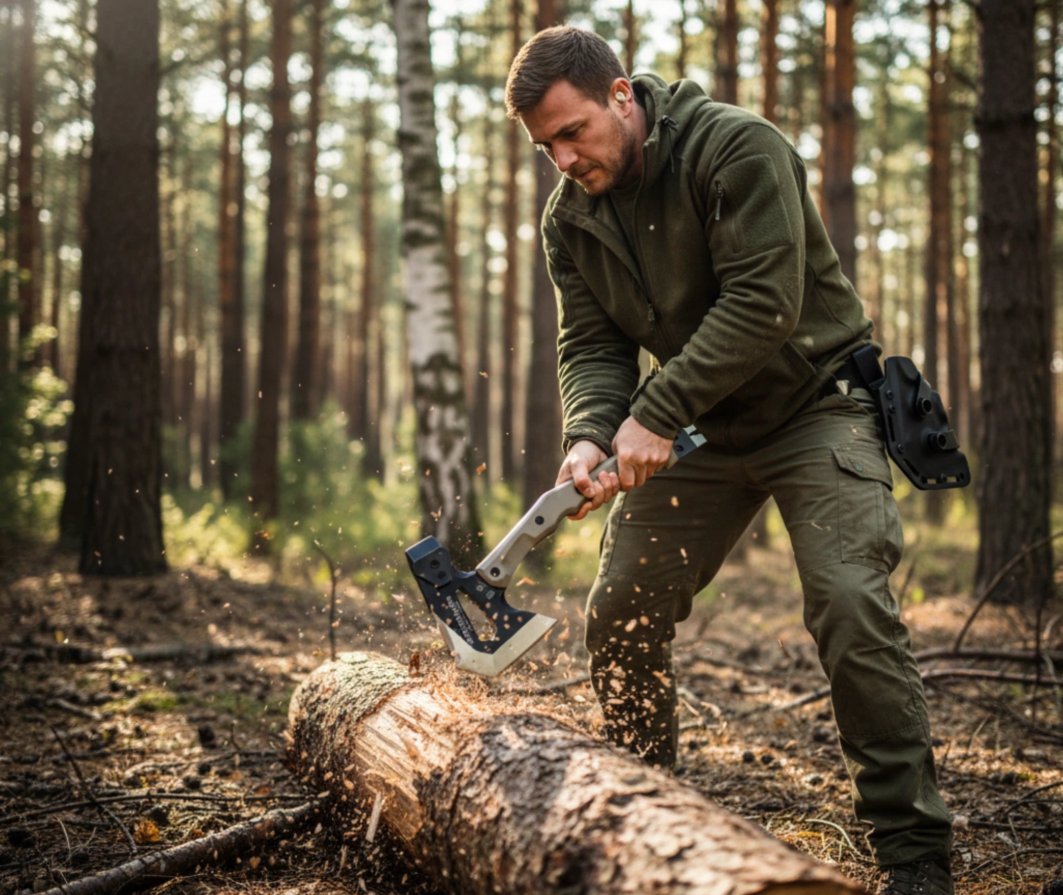 hache tactique de survie hx en situation bushcraft