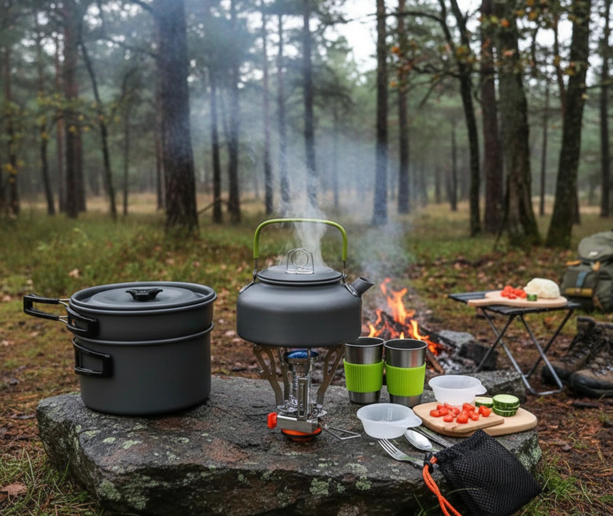 kit de cuisine aluminium militaire en situation