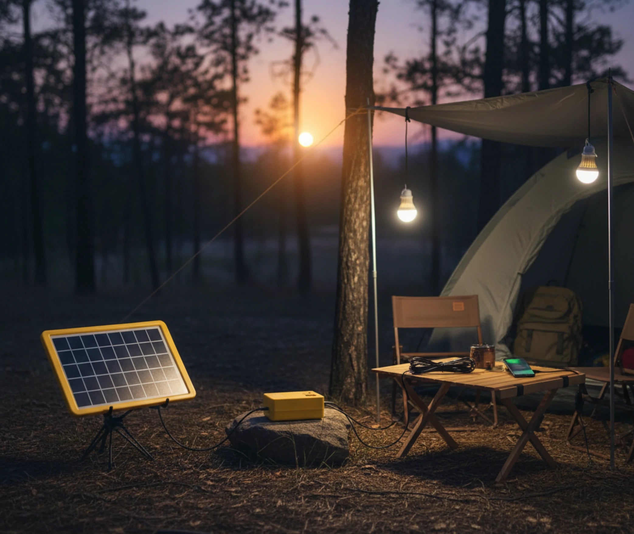 kit lumière solaire de camping en situation
