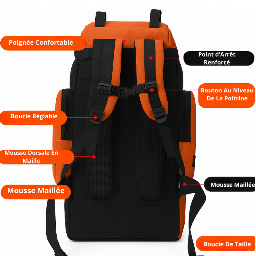 Sac à dos de randonnée 130L compartiments