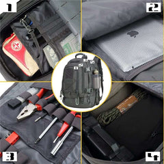 Sac à dos survivalisme 60L compartiments ouverts