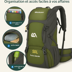 sac à dos de voyage 50l imperméable caractéristiques