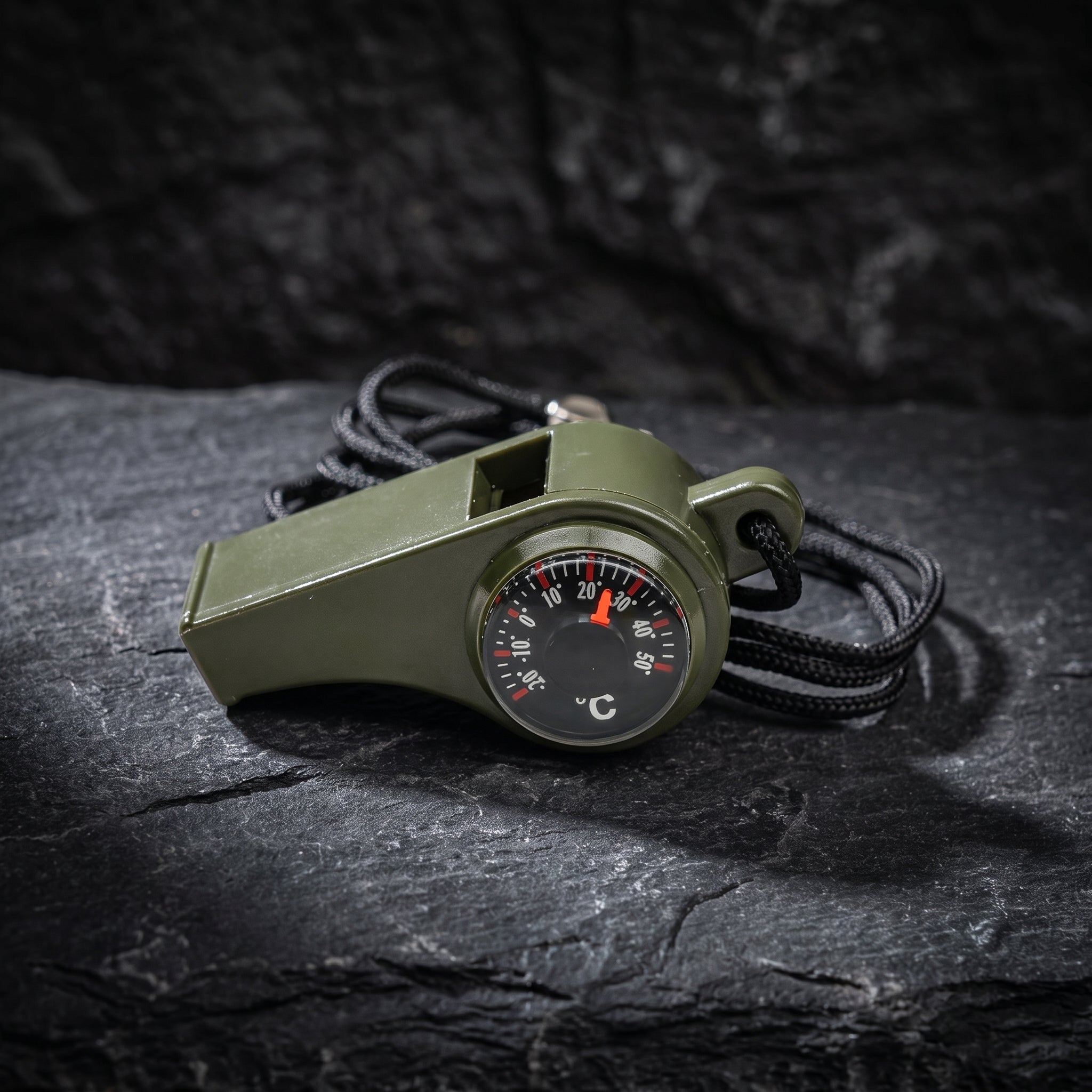 Sifflet de Survie 3 en 1 — Hero premium fond sombre
