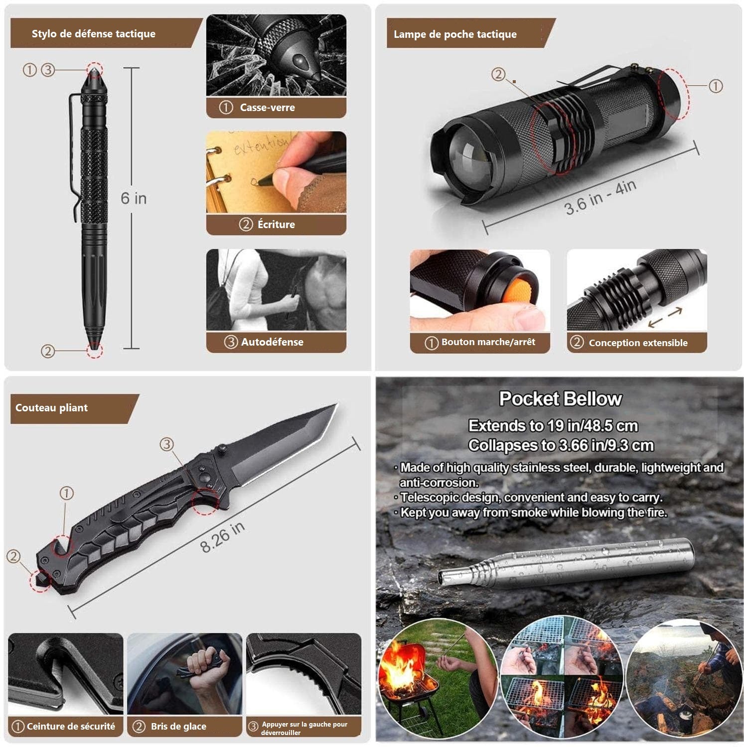 Kit de survie voyage outils multifonctions