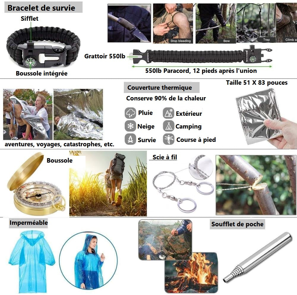 Kit de survie tactique trousse de transport