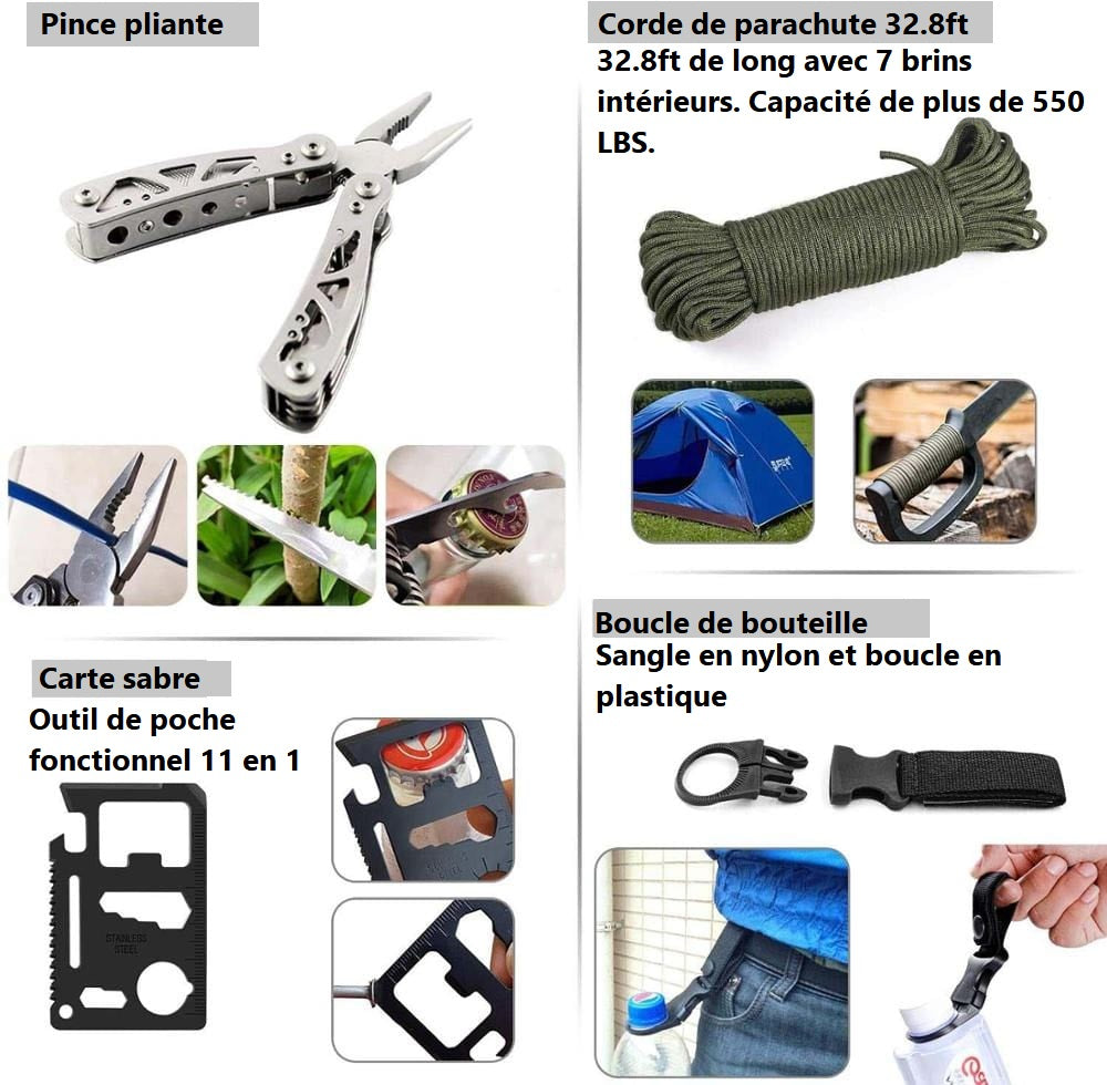 Kit de survie camping allume-feu et boussole