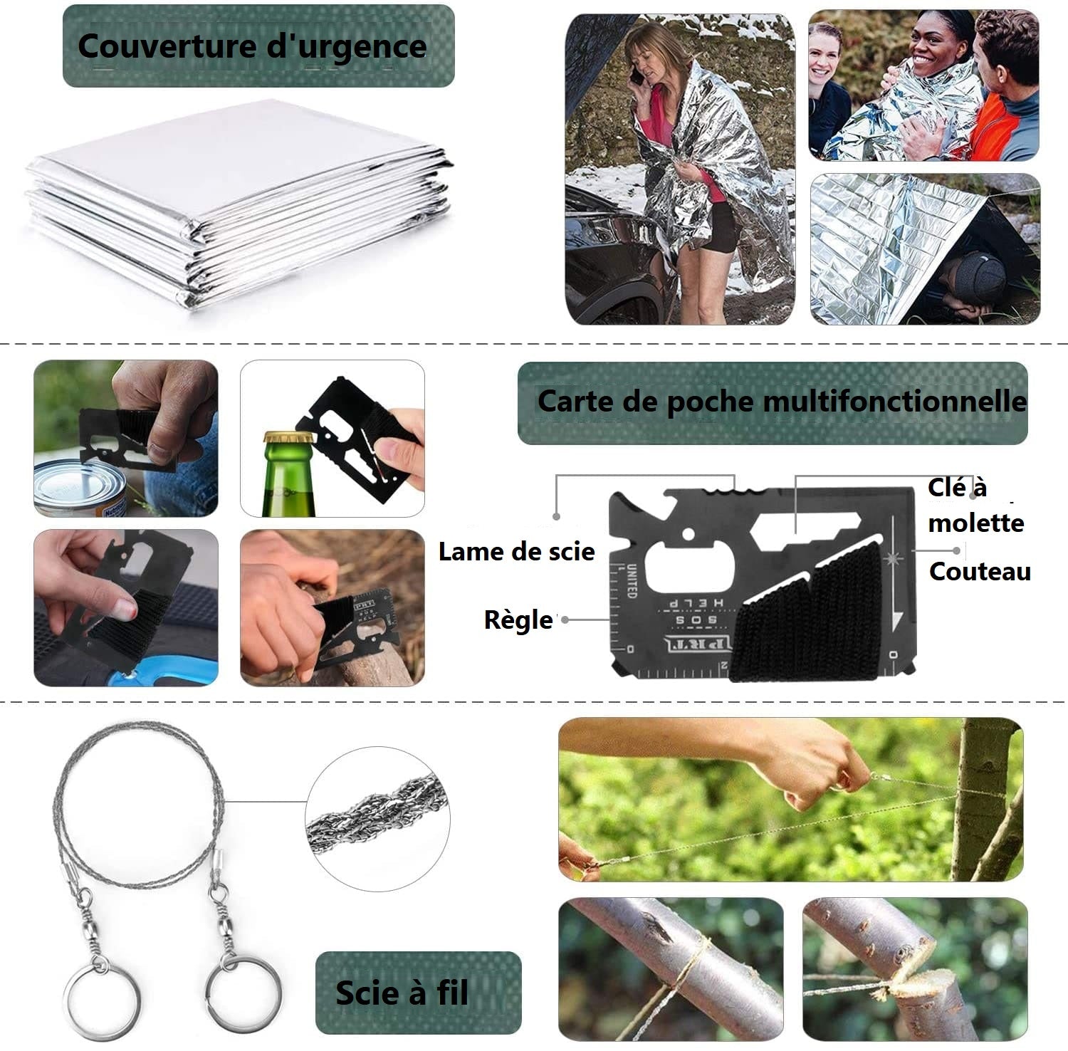 Kit de survie montagne trousse de transport
