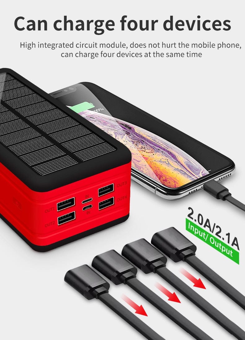 batterie solaire de secours 2 en 1 ports usb
