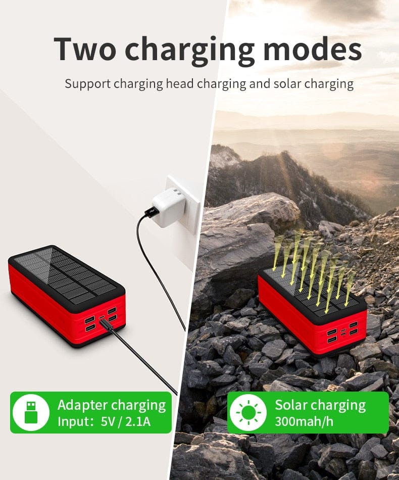 batterie solaire de secours 2 en 1 avec lampe led