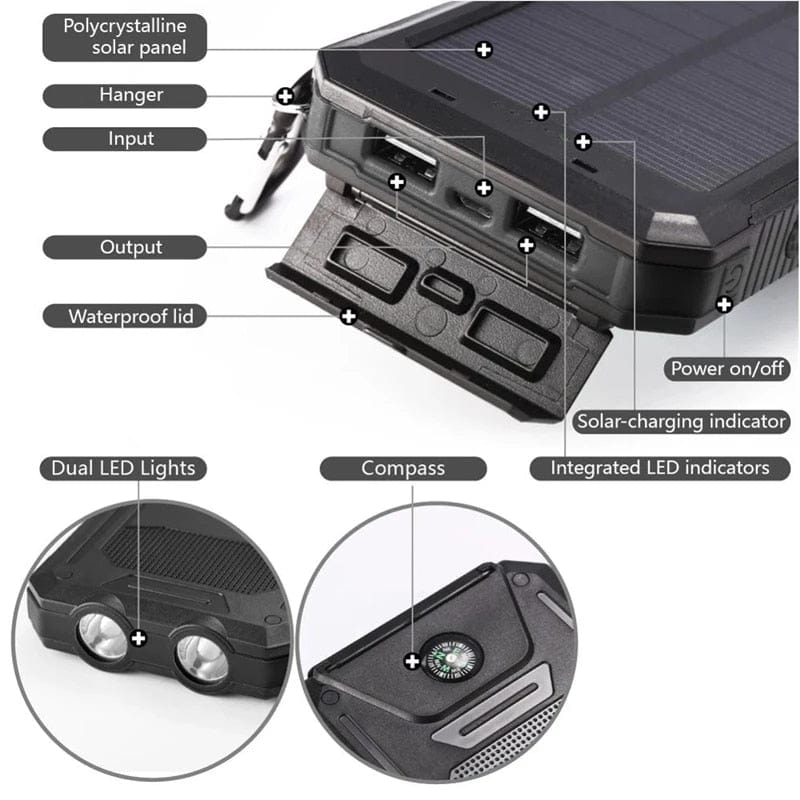 Batterie solaire de randonnée lampe LED intégrée