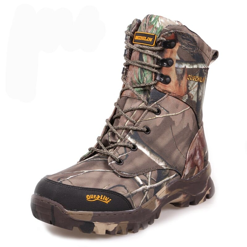 chaussure de chasse coloris feuilles camouflage