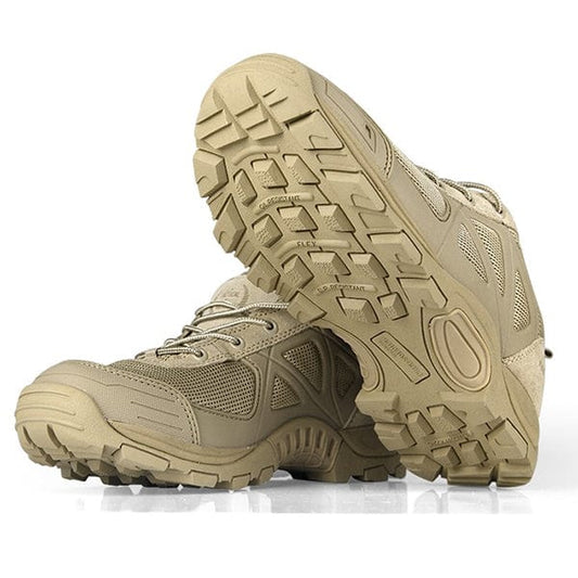 chaussure de trekking coloris sable vue de profil