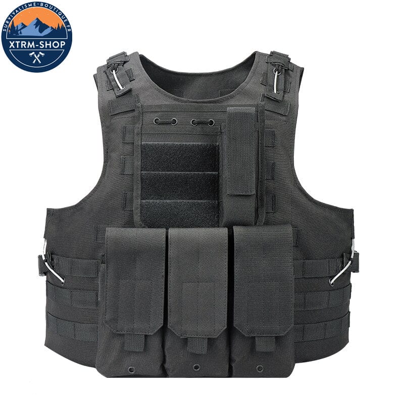 gilet tactique noir souple vue latérale
