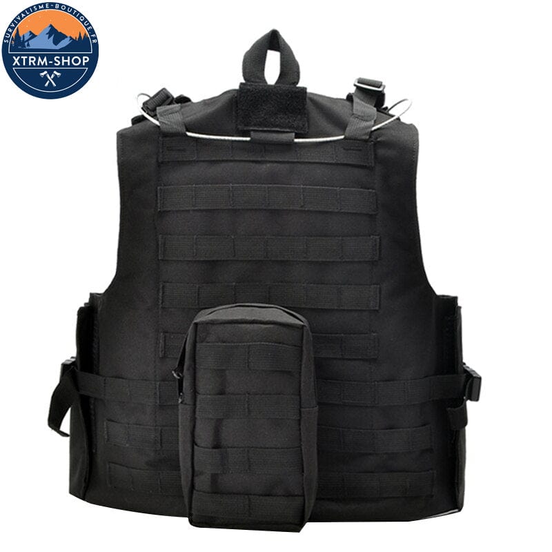 gilet tactique noir souple vue de dos