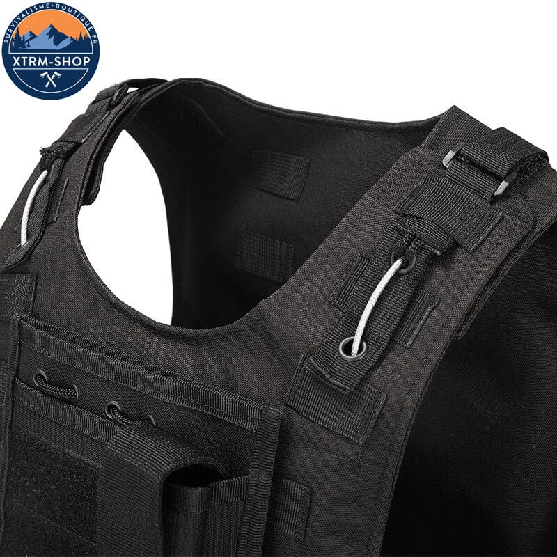 gilet tactique noir souple système de fixation