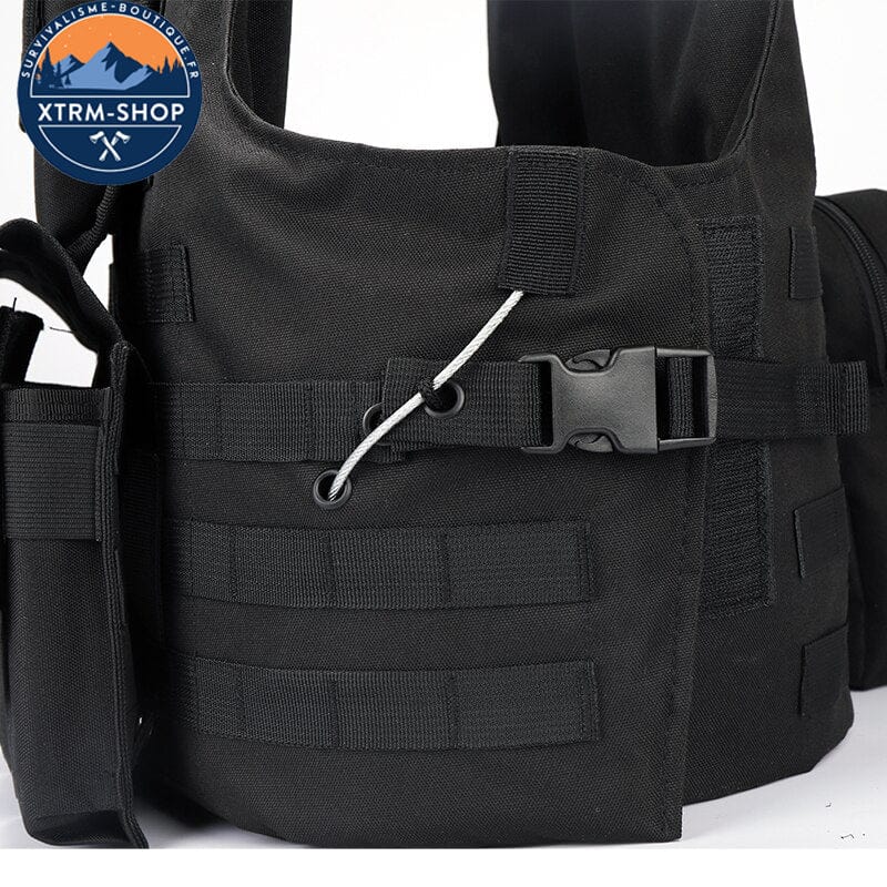 gilet tactique noir souple vue d'ensemble