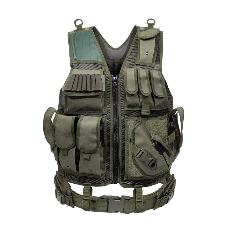 gilet tactique sans manche kaki détail des poches molle