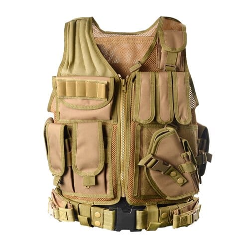 gilet tactique sans manche militaire coloris désert