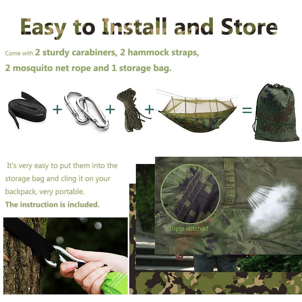 Hamac de survivalisme en forêt