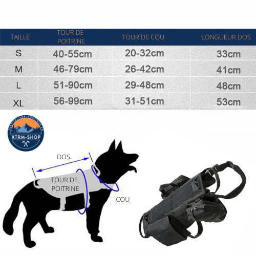 harnais tactique de chasse pour chien détail des fixations