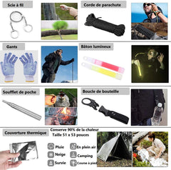 Kit de survie 14 en 1 allume-feu et boussole
