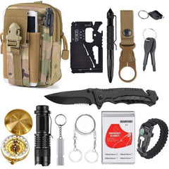 Kit de survie camo 13 en 1 contenu détaillé