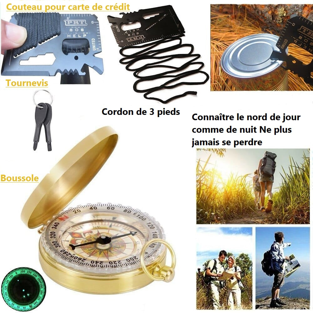 Kit de survie camo 13 en 1 accessoires