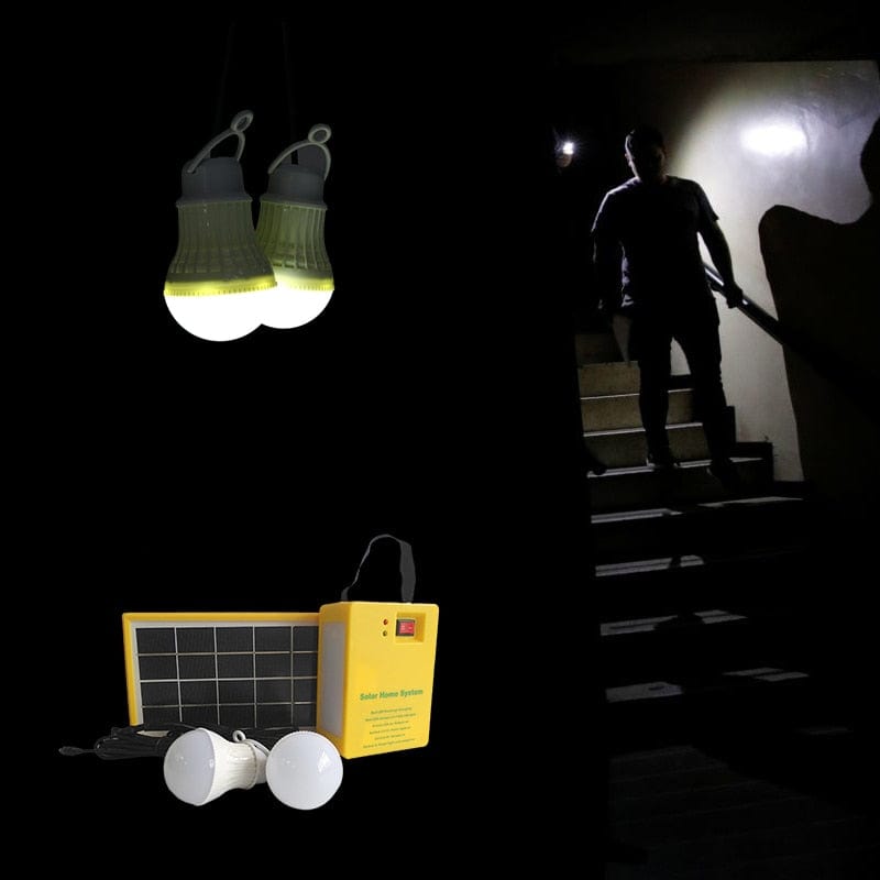 kit lumière solaire de camping en charge au soleil