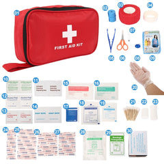 kit de secours complet camping trousse ouverte