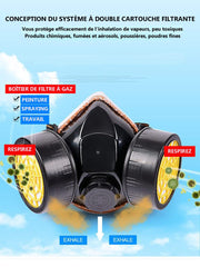 masque à gaz de survie vue de trois quarts